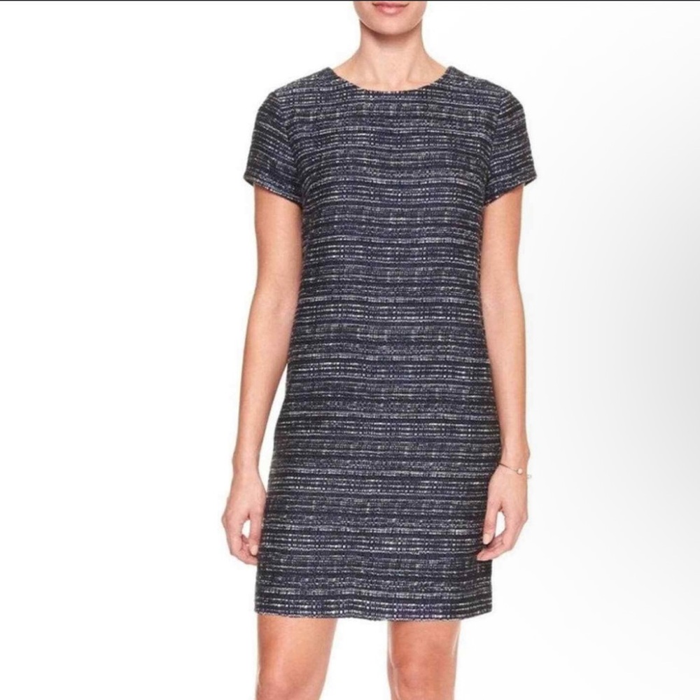 Banana Republic Navy Boucle Tweed Dress